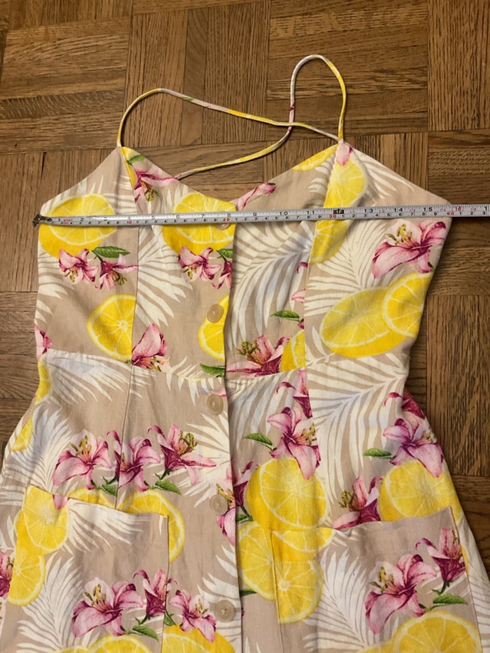 Lemon Floral Midi Linen Blend Dress - Picture 13 of 13